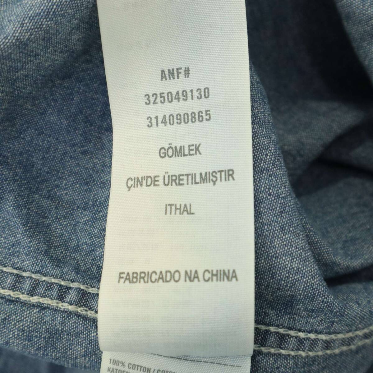 HOLLISTER ホリスター 通年 ロゴ刺繍★ USED加工 長袖 ウエスタン シャンブレー シャツ Sz.M メンズ_画像7