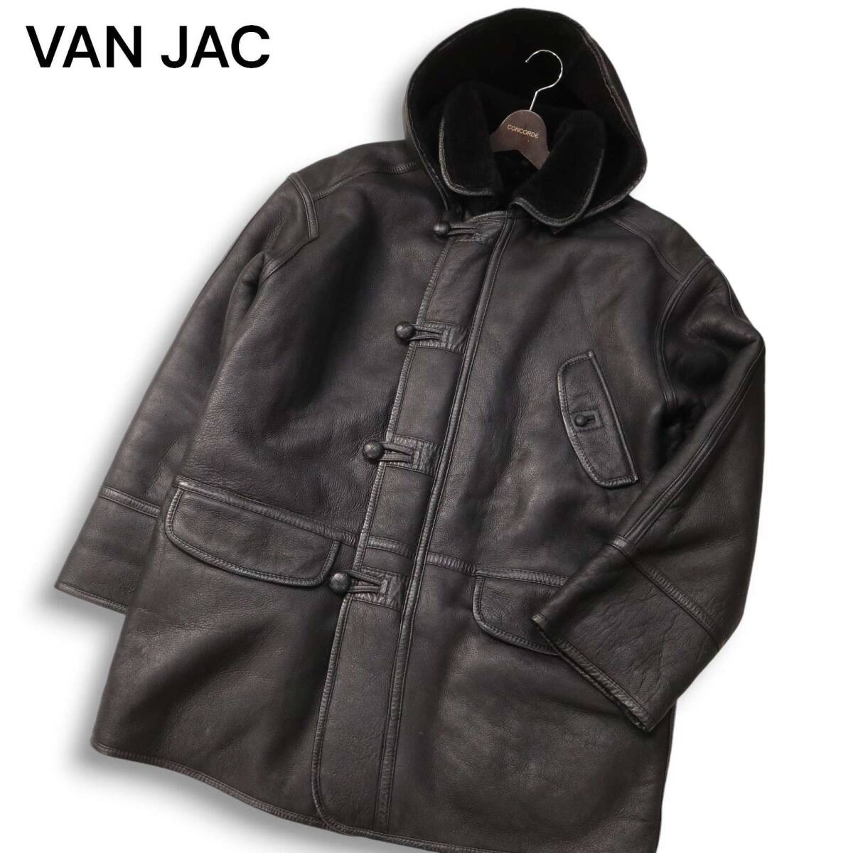 【良品】VANJAC（ヴァンヂャケット）◆ムートン 羊革 ダッフルコート VAN-PIMS VAN JAC ヴァン ジャック 秋冬 羊革☆ 裏ボア リアル ムートン レザー