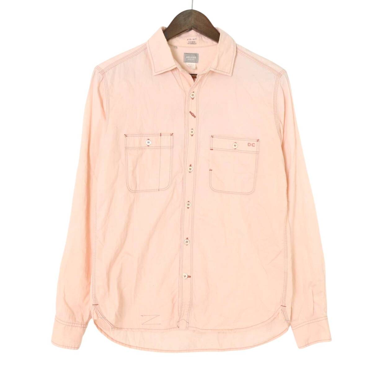 DELUXE デラックス 通年 バック刺繍★ ステッチ 長袖 シャツ Sz.M メンズ_画像1