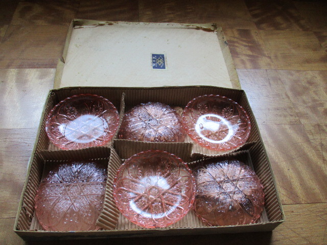 戦前 高麗屋フルーツ皿6個ガラス器ガラス食器古道具レトロアンティークビンテージ _画像1