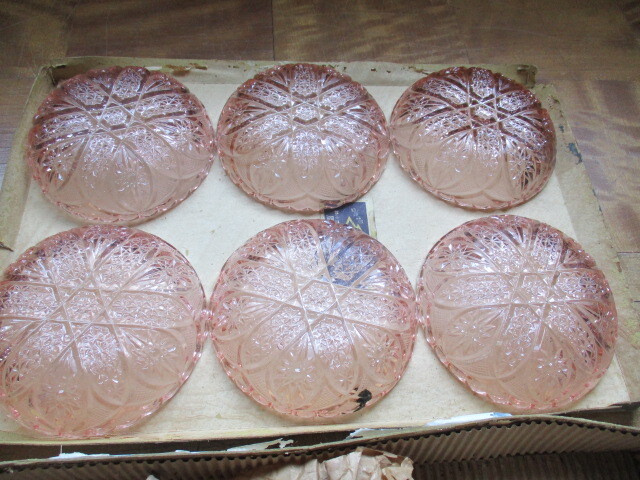 戦前 高麗屋フルーツ皿6個ガラス器ガラス食器古道具レトロアンティークビンテージ _画像5