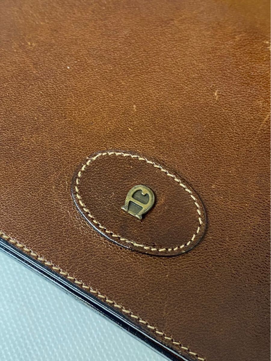 Etienne Aigner エティエンヌ アイグナー レザー セカンドバッグ クラッチバッグ メンズ 茶 ブラウン _画像6