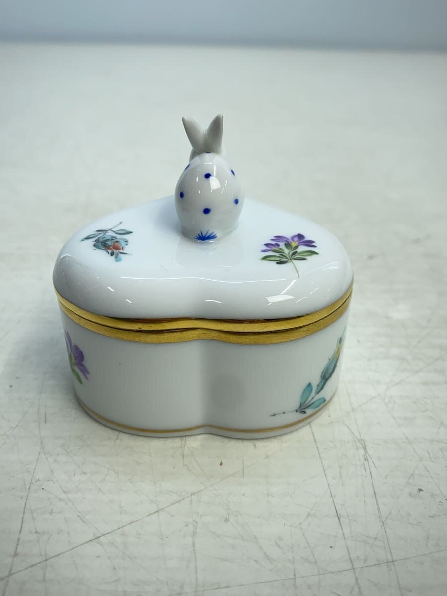 【未使用】Herend ヘレンド ミルフルール　ハートボックス小物入れ 陶磁器 ミルフルール] ハートボックス イヌ