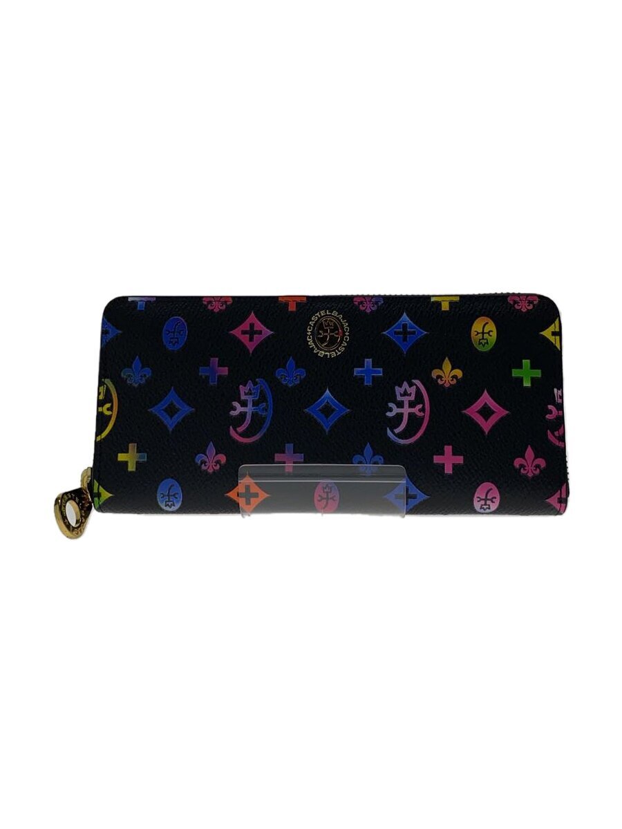 CASTELBAJAC◆ラウンドジップ/長財布/レザー/BLK/総柄/レディース