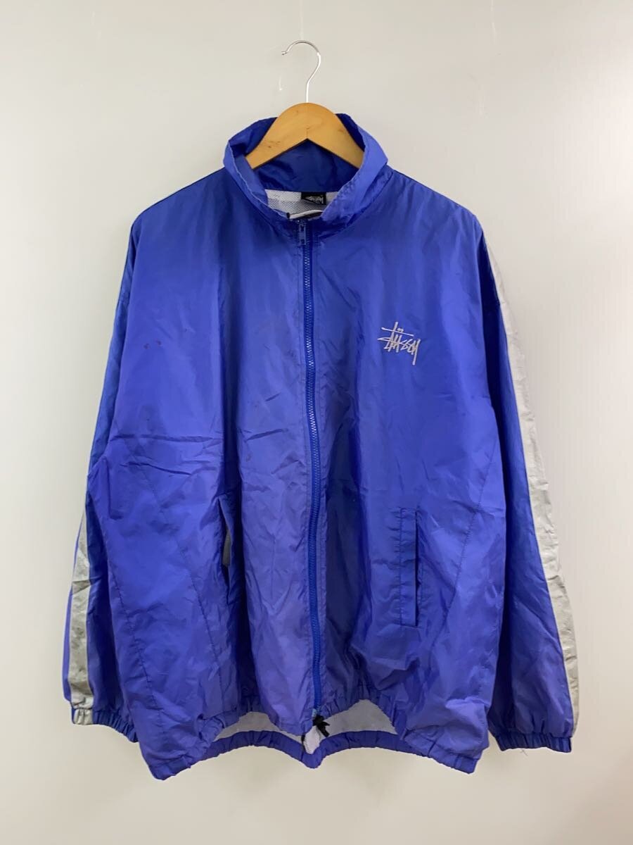 Stussy ナイロンジャケット ブルー STUSSY◇ナイロンジャケット/L/ポリエステル/BLU/無地