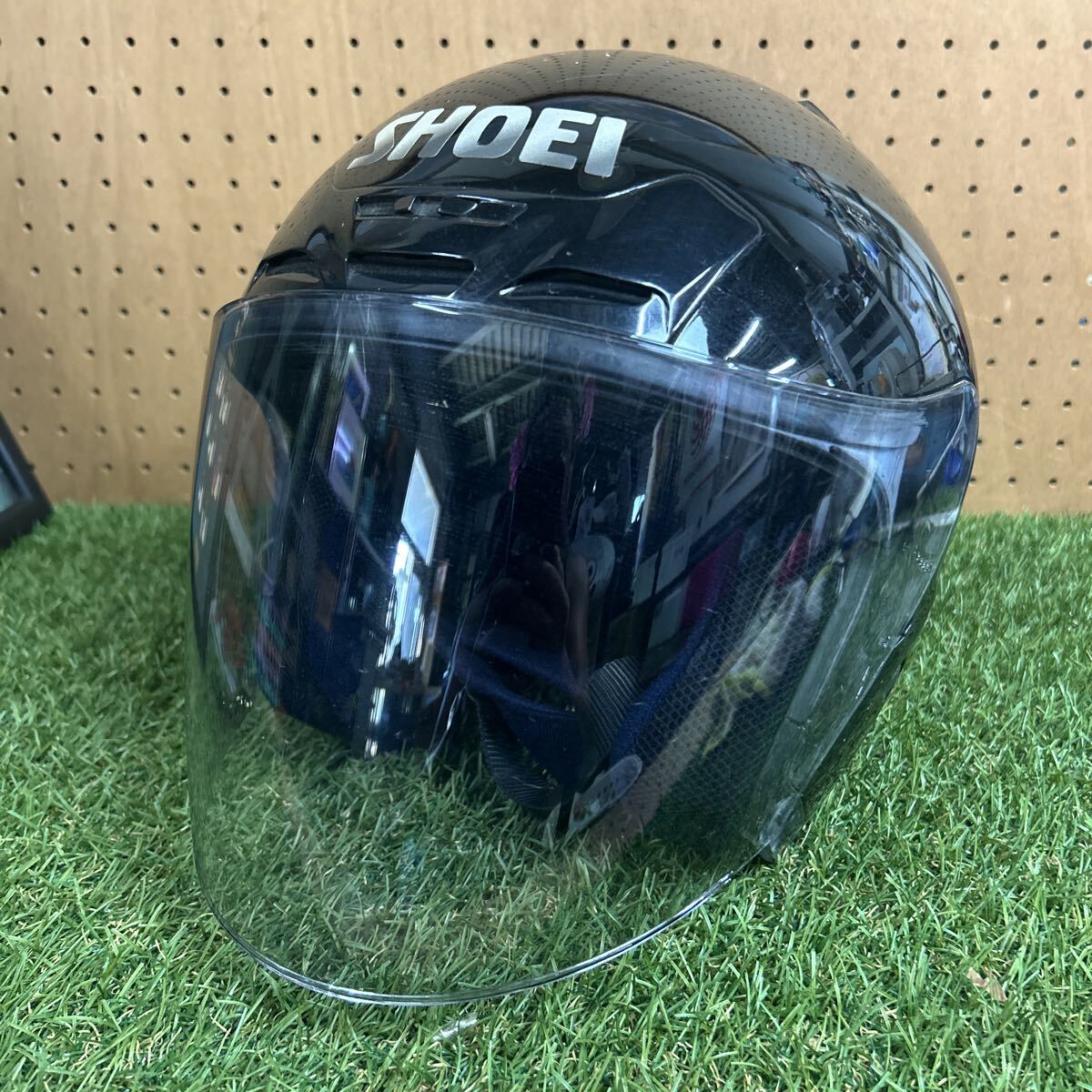 落下で傷多数あり⭐️SHOEI J-Force ヘルメット Lサイズ ☆SHOEI ジェットヘルメット「J-FORCE」Lサイズ 袋付☆黒(L