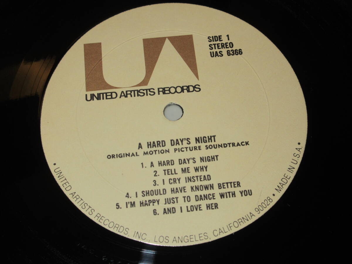 ◆◇THE BEATLES(ザ・ビートルズ)【ORIGINAL MOTION PICTURE SOUND TRACK A HARD DAY'S NIGHT stereo】米盤LP/UAS 6366/UNITED ARTISTS◇◆_画像3