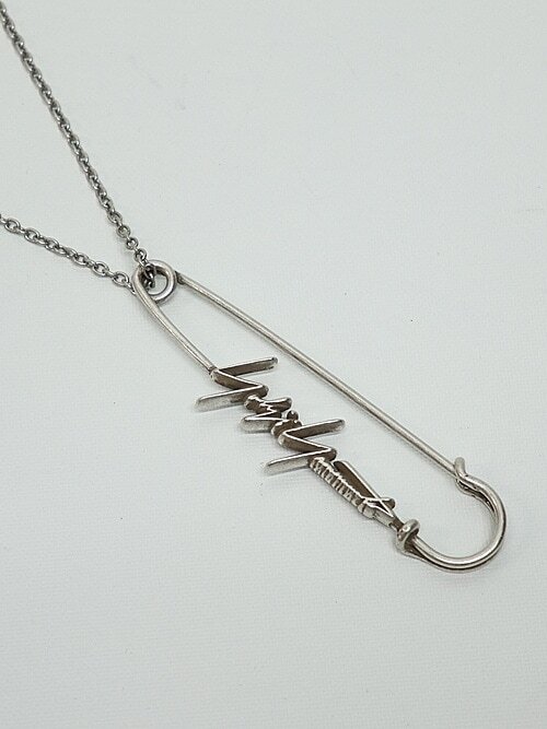 SALE30%OFF/Yohji Yamamoto・ヨウジヤマモト/アンティークSVコート SAFETY PIN PD/SLIVER_画像1