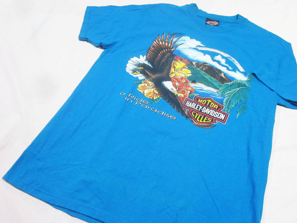 【Harley Davidson】ブルー プリント イーグル Tシャツ メキシコ製 HARLEY DAVIDSON ハーレーダヴィッドソン MOTOR