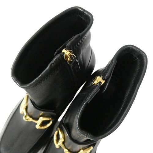 ☆GUCCI グッチ 美品 ホースビット アンクルブーツ 黒 ブラック 36 23.0cm イタリア製 ショートブーツ チャンキーヒール 本革 レザー◆TS5_画像7