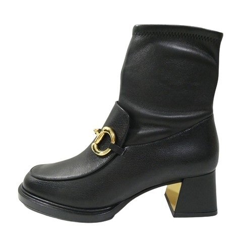 ☆GUCCI グッチ 美品 ホースビット アンクルブーツ 黒 ブラック 36 23.0cm イタリア製 ショートブーツ チャンキーヒール 本革 レザー◆TS5_画像2