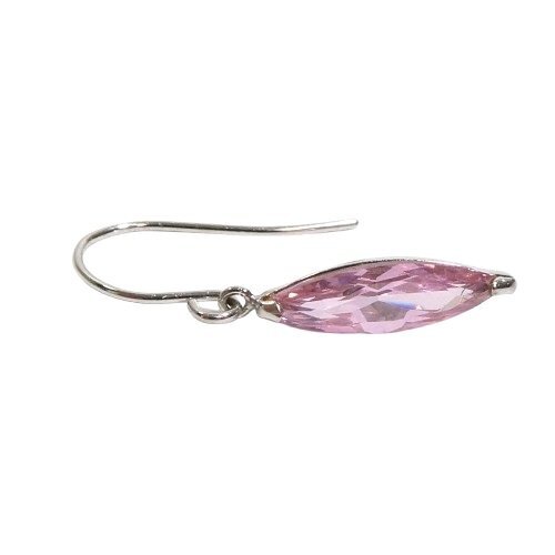 【K14WG】ストーン付 フックピアス 計0.6g ホワイトゴールド 14金 ピンク石 white gold earrings 【ネコポスOK】◇J_画像2