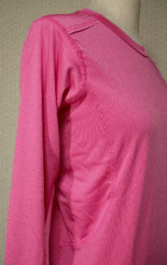 【夏　送料無料！】レディス　ＵＶカット＆１２分袖丈　Tシャツ＜ピンク：Ｌ－2Ｌ＞吸汗速干ストレッチ、后右裾コインポケット:309