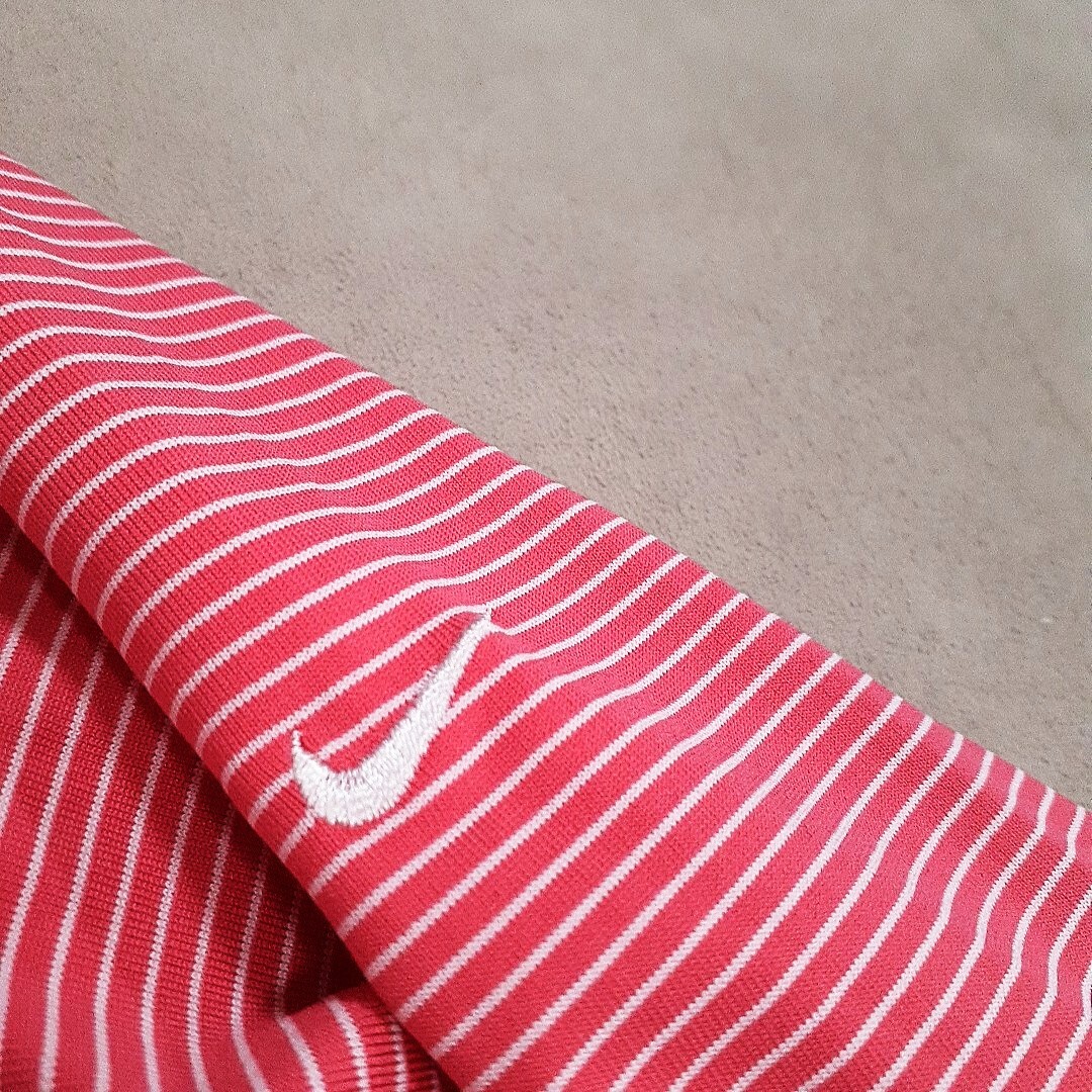 【超美品】NIKEGOLF ナイキゴルフ 長袖ポロシャツ ゴルフウェア 長袖 ポロシャツ レディースM ストライプ スリム ロゴ刺繍_画像4