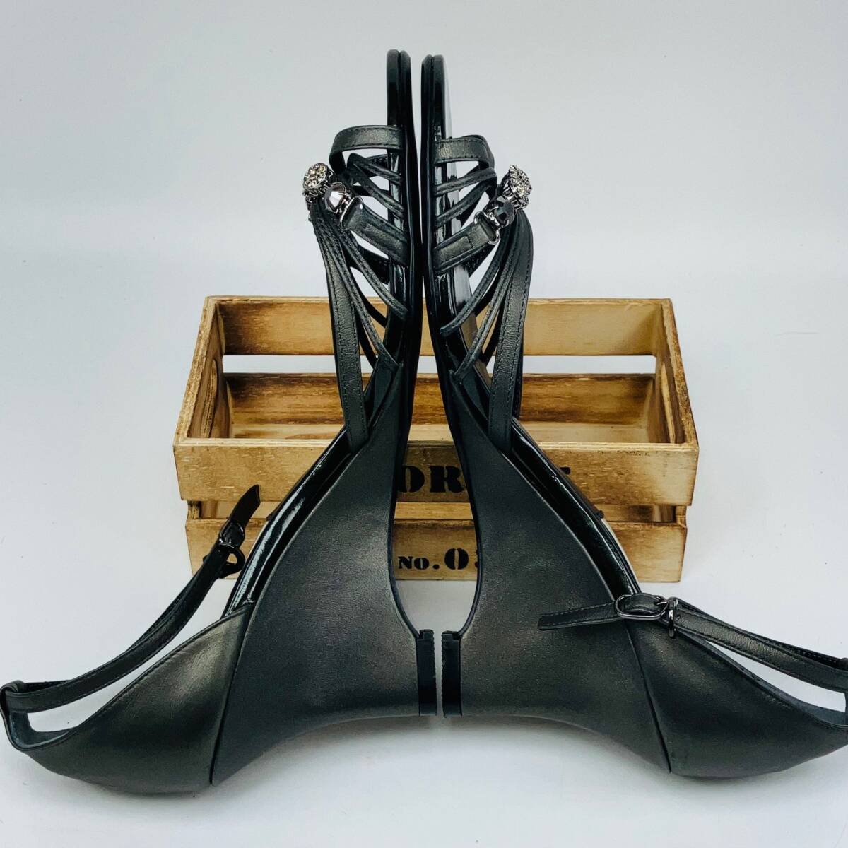 【Bランク】【現状美品】【洗濯除菌済】Michel Klein /パンプス/サンダル/グレー 23 _画像5