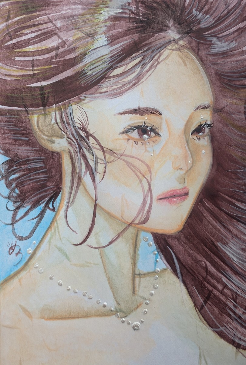 絵画 23710B 原画 ドローイング 美人画 手描きイラスト 水彩画 Yahoo!オークション - 〜ドローイング原画7〜 水彩画/人物画