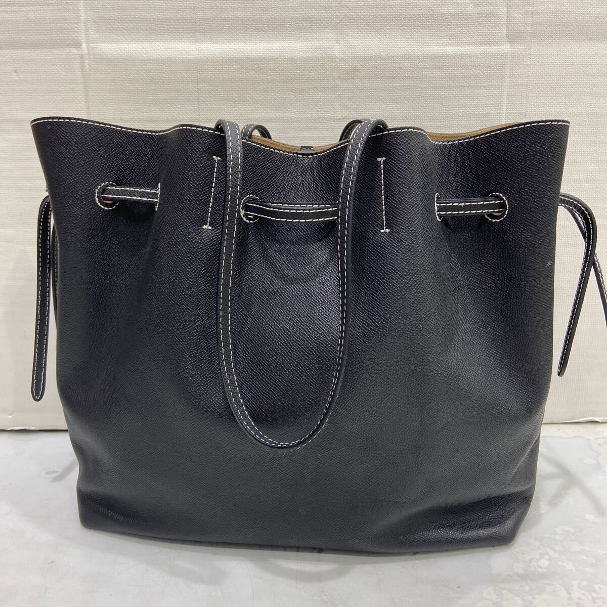 【MARY AL TERNA メアリーオルターナ】ラッピングトートバッグ レザー ブラック 2507oki M_画像2