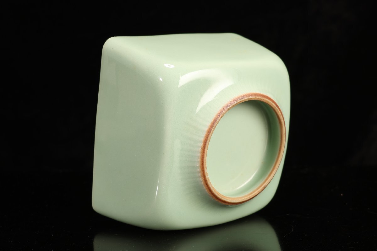 青磁陶器 小鉢5個 古美術品、アンティーク 珍品堂】1円から E62-J06 京焼 青磁角 小鉢 5客 共箱 懐石 和