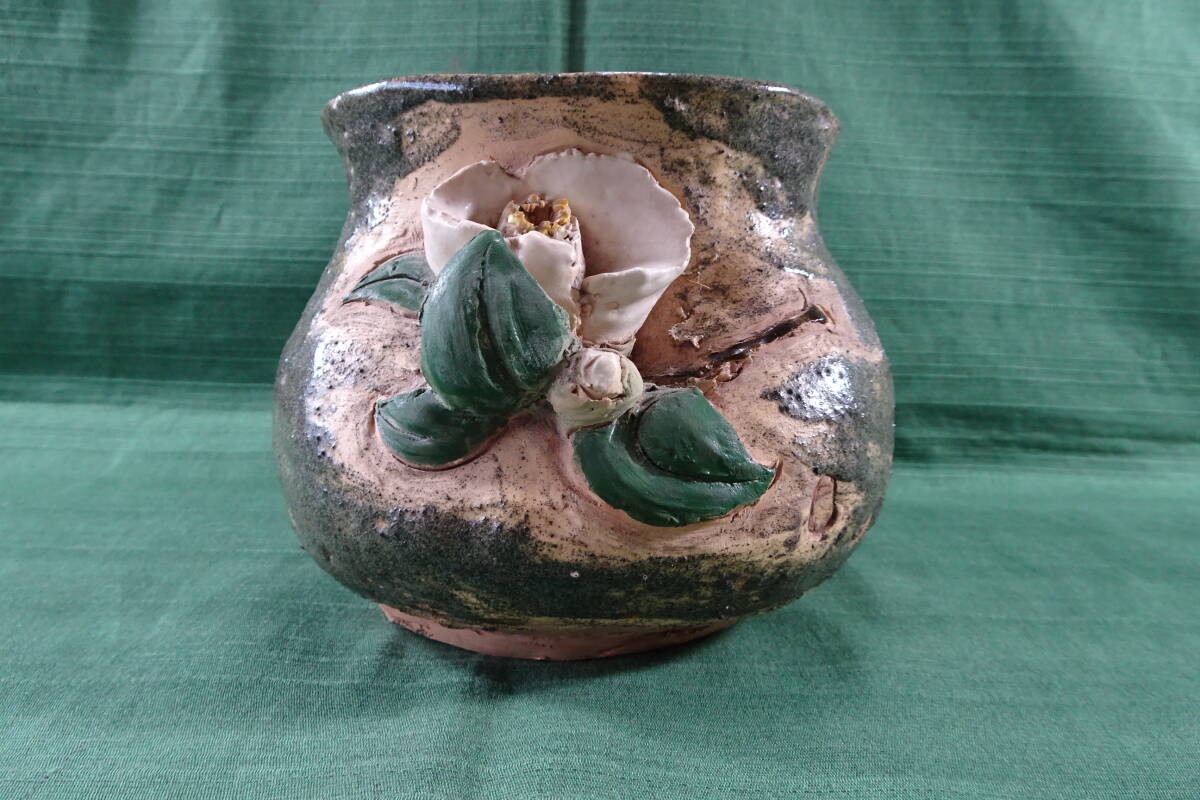 【本物 超希少作品】松伯庵 佐々木二六 万年青 二六焼 ニロクヤキ 10 佐々木二六 二六焼 松柏庵 白椿建水 共箱付 検/水月(陶磁