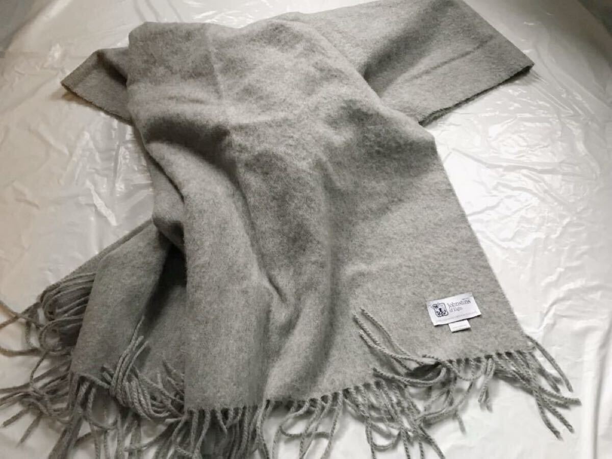 ジョンストンズ 未使用 カシミヤ マフラー 27×174 無地 単色 グレー ジョンストンズ カシミヤ 大判ストール CASHMERE グレー 灰色