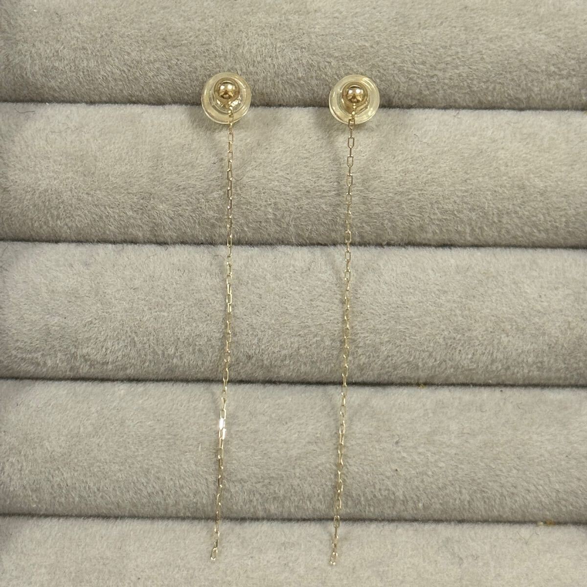 K18ロングピアス　チェーン　18金_画像1