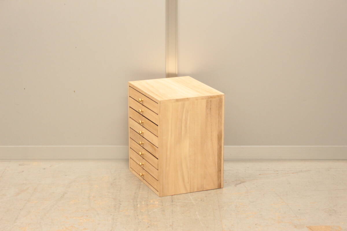 C0988 小引き出し 桐 アクセサリー コレクション ケース ジュエリー ボックス 木製 ８段 小物入れ ビンテージ インテリア 中古家具 東京発_画像3