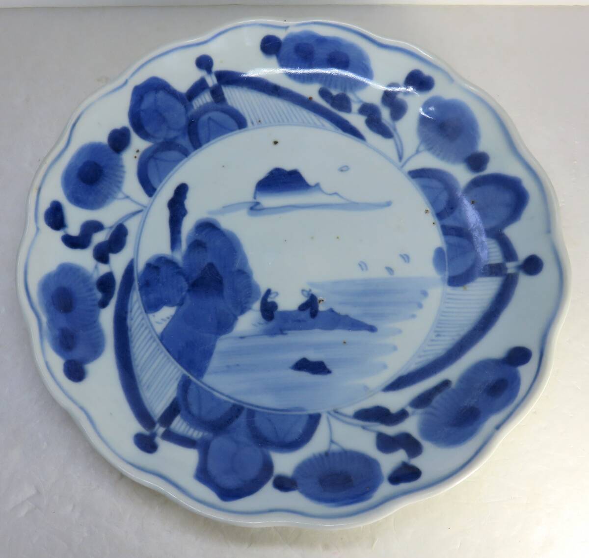 старый Imari белый фарфор с синим рисунком тарелка 1 листов пейзаж map ( эта 1)