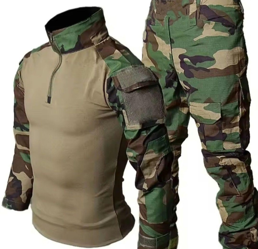 BDU コンバットシャツ、パンツ 上下セット / ウッドランド、Lサイズ、迷彩服 BDU コンバットシャツ コンバットパンツLサイズ 上下セット