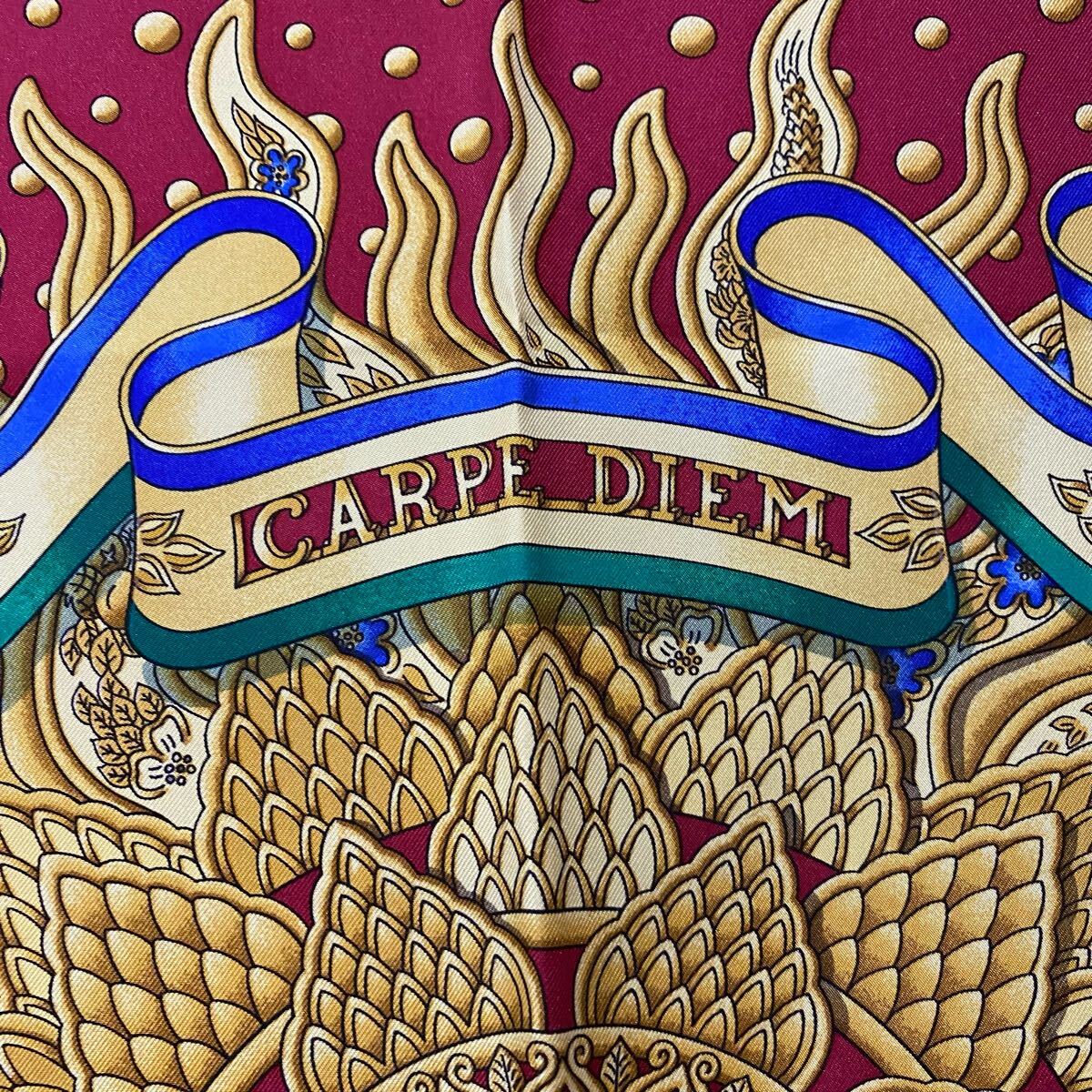 エルメス シルク カルペ・ディエム スカーフ 美品 HERMES カレ90 CARPE DIEM 大判シルクスカーフ 今日一日を