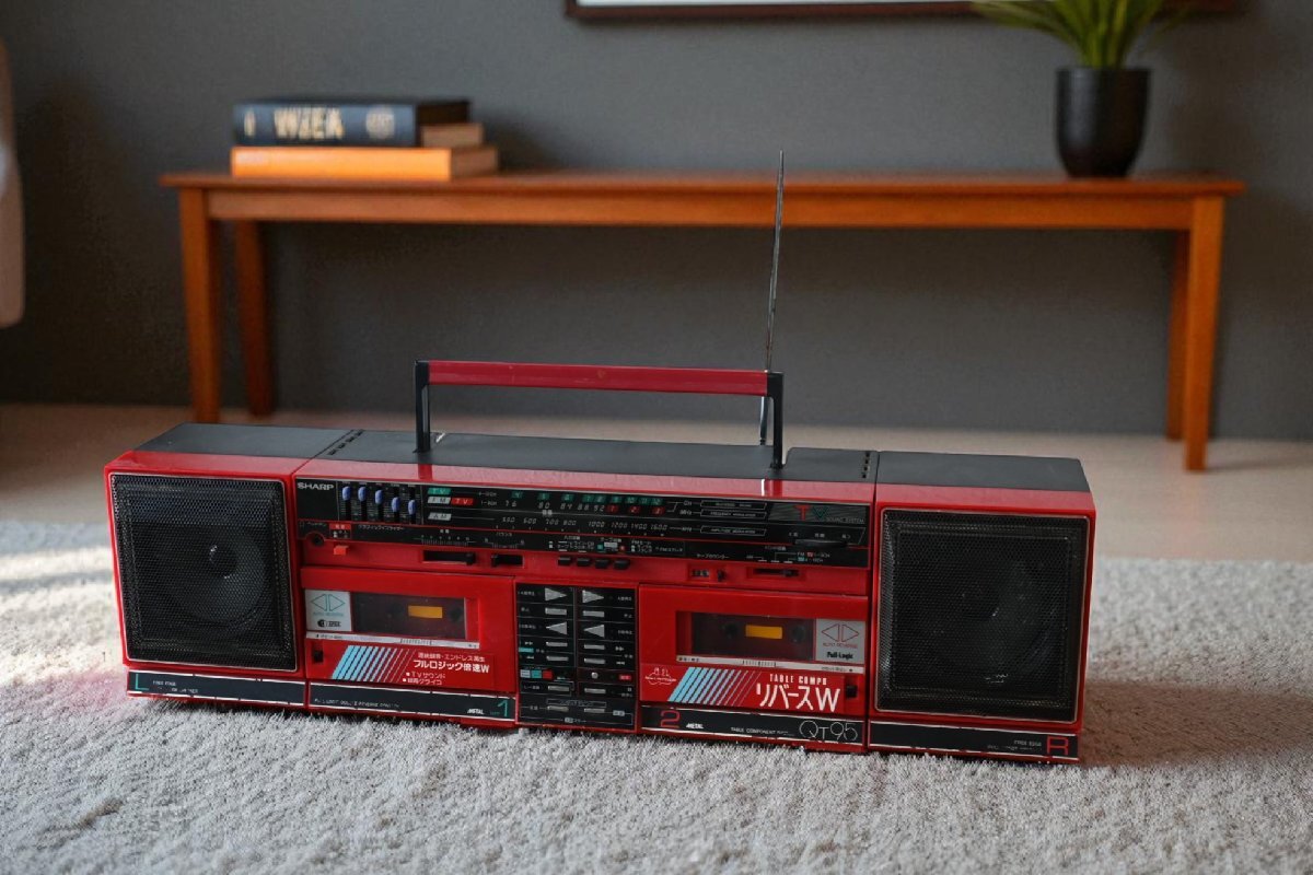 ○SHARP シャープ　QT95　ダブルラジカセ　可愛いレッド　レトロ　昭和　ヴィンテージ　古道具のgplus広島 2507i