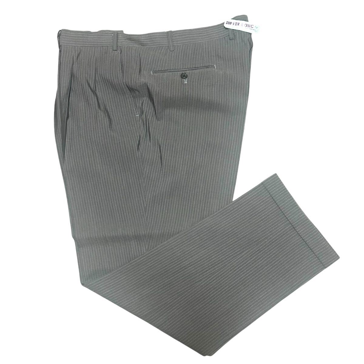 １円〜 美品 DURBAN 高級スーツ グレー ストライプ 毛60% シルク40% XL スーツ グレー セットアップ ストライプ_画像6