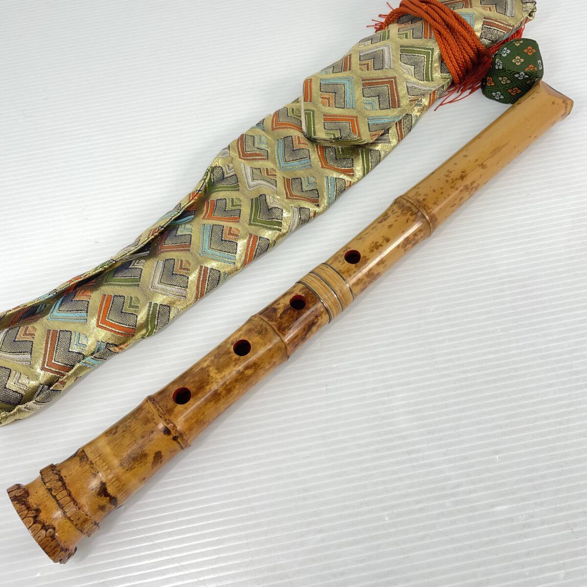 尺八 真山 銀三線 二印 銀歌口 都山流 和楽器 管楽器 全長54.5cm 2507M1202 和楽器 尺八 雅 銀越 銀三線 唄口銀巻 都山流 全長約
