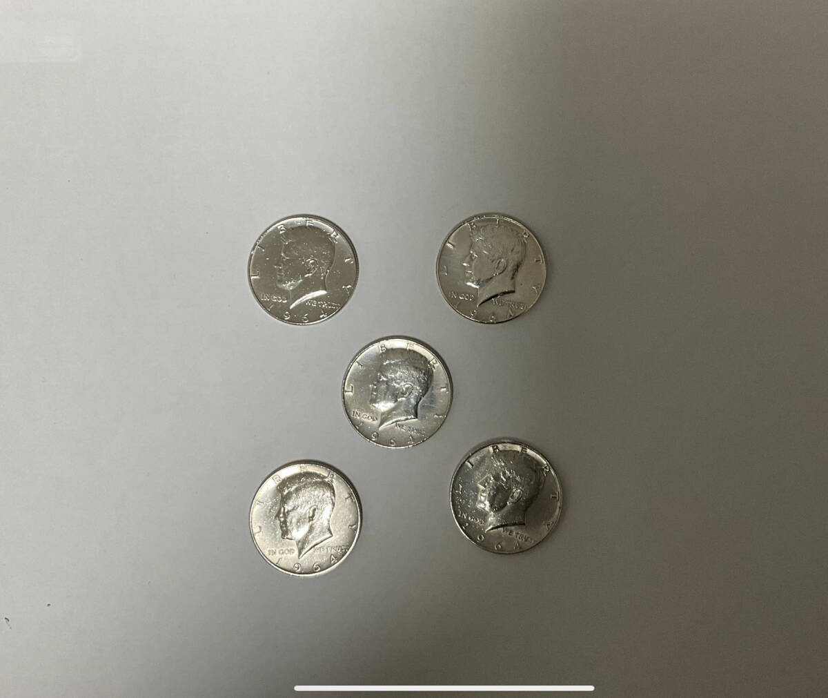 シャルージャ首長国 ケネディ大統領記念 5ルピー銀貨 1964年 3 極美品】1964年 アメリカ ハーフダラー銀貨5枚セット☆ケネディ