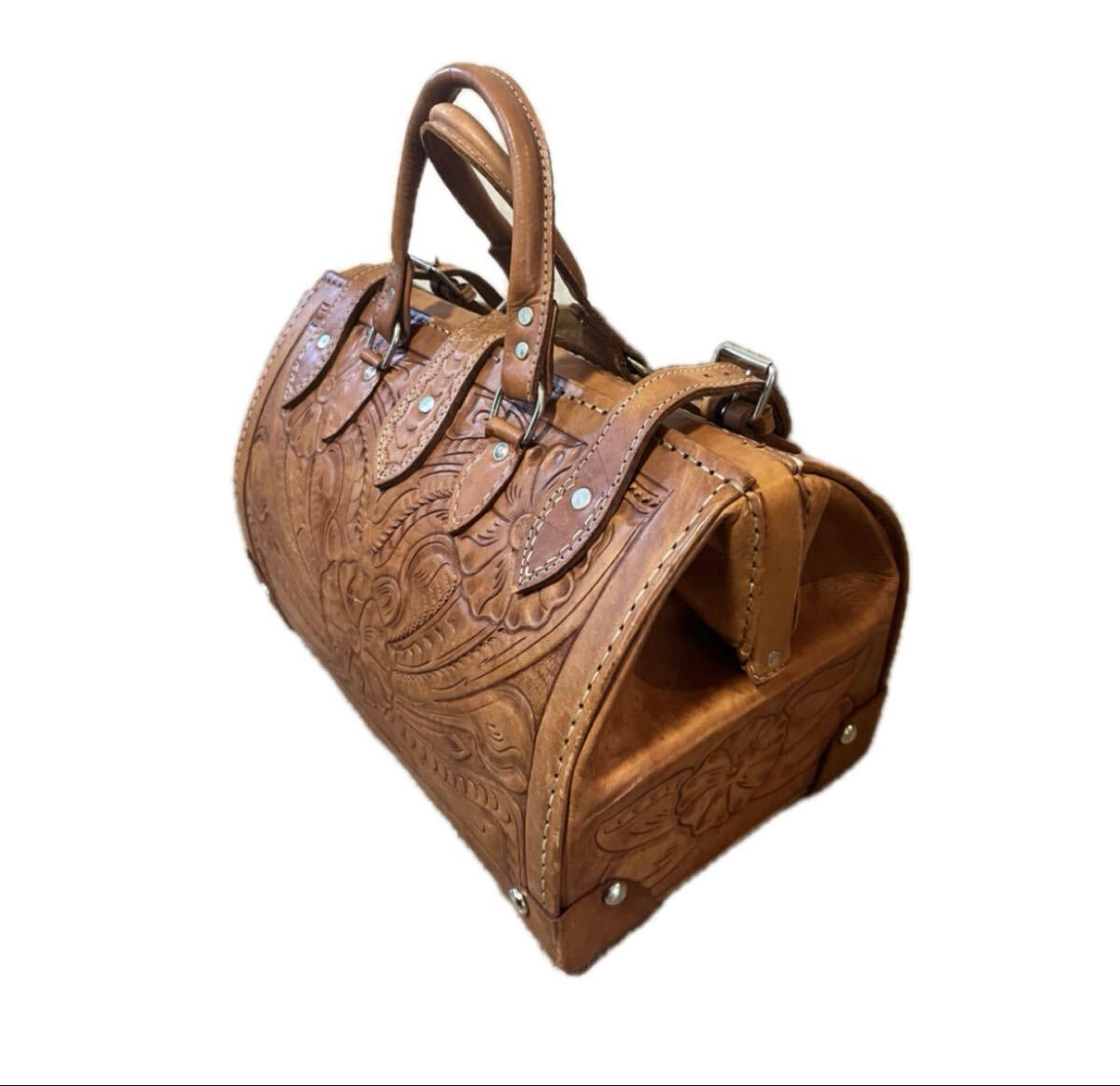  натуральная кожа гладкая кожа кожа Carving ручная работа сумка "Boston bag" 