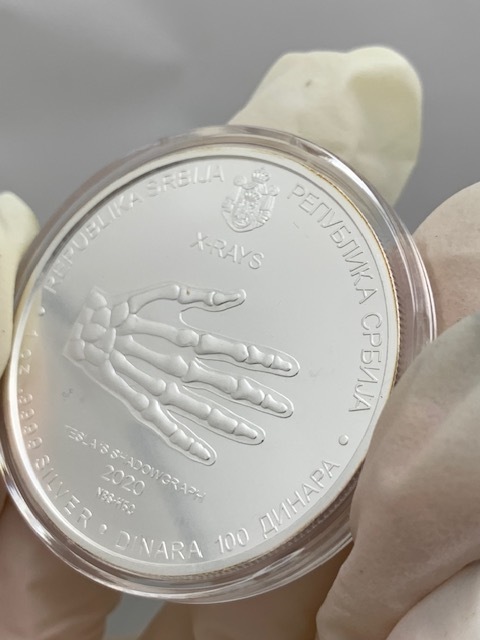 2020年 テスラ銀貨 プルーフver 1オンス 1枚 ☆1円セール☆希少 ニコラテスラ 2020 X線 テスラの手レントゲン