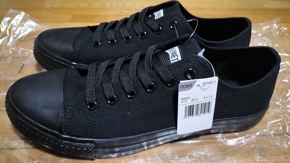 新品未使用タグ付き　スニーカー　オールブラック　黒　コンバース風　26.0cm_画像2