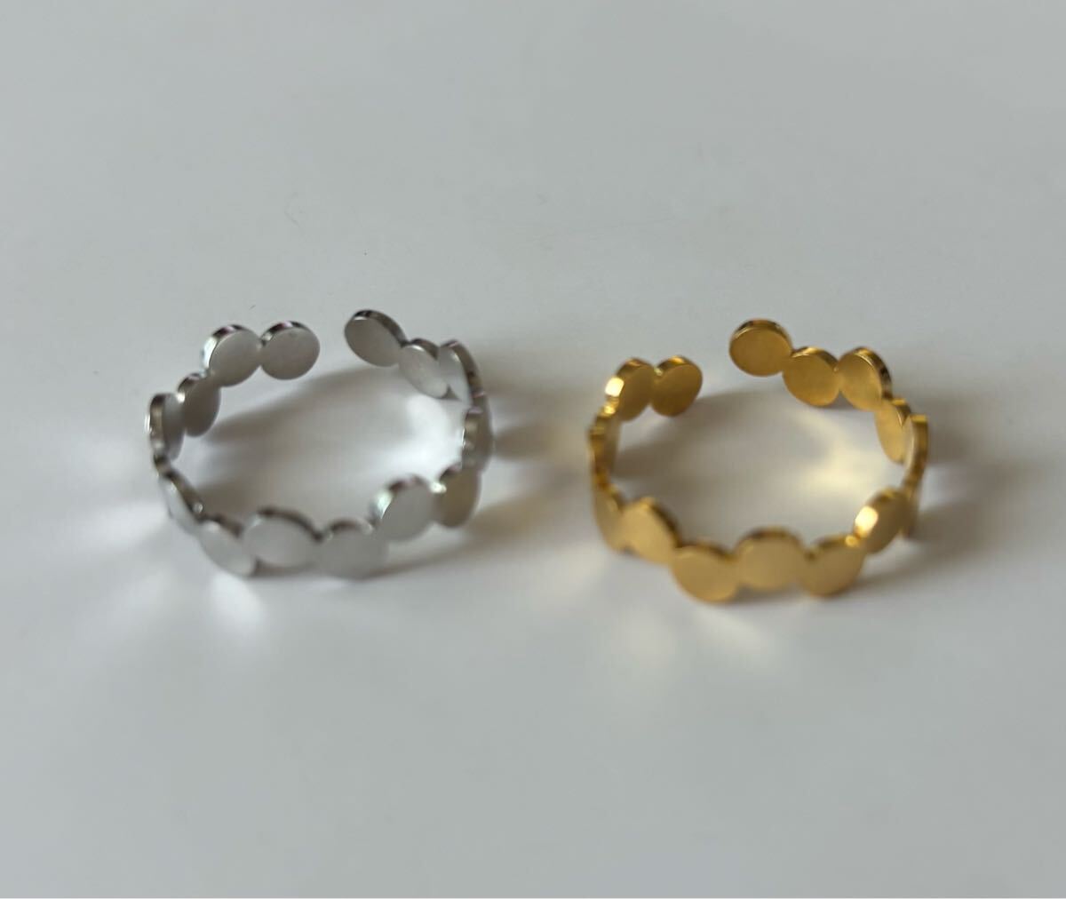 新品☆指輪☆2点セット☆ゴールド×ホワイト☆K18GP☆フリー☆13号からフリー リング_画像4