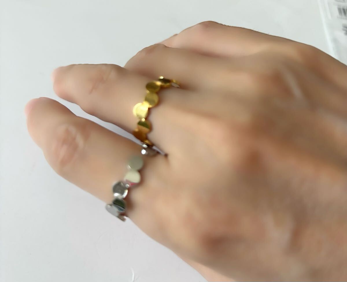 新品☆指輪☆2点セット☆ゴールド×ホワイト☆K18GP☆フリー☆13号からフリー リング_画像2