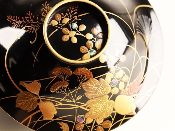 能登輪島塗 懐石料理道具 磨出光琳蒔絵 吸物椀 10客 共箱 流】能登輪島塗 本金秋草蒔絵 上手吸物椀十客 DJ880(椀)|売買
