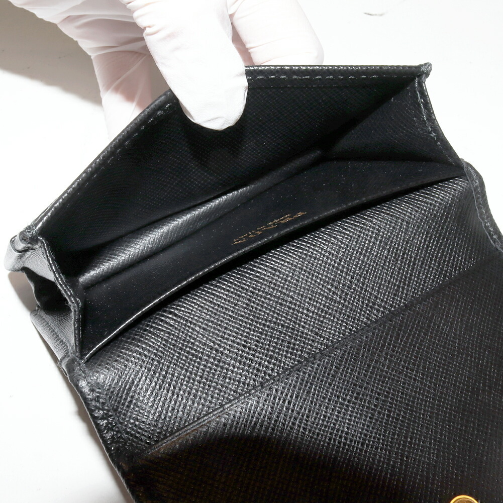  Prada футляр для карточек safia-no metal машина f Nero ( чёрный ) Gold металлические принадлежности 1MC122