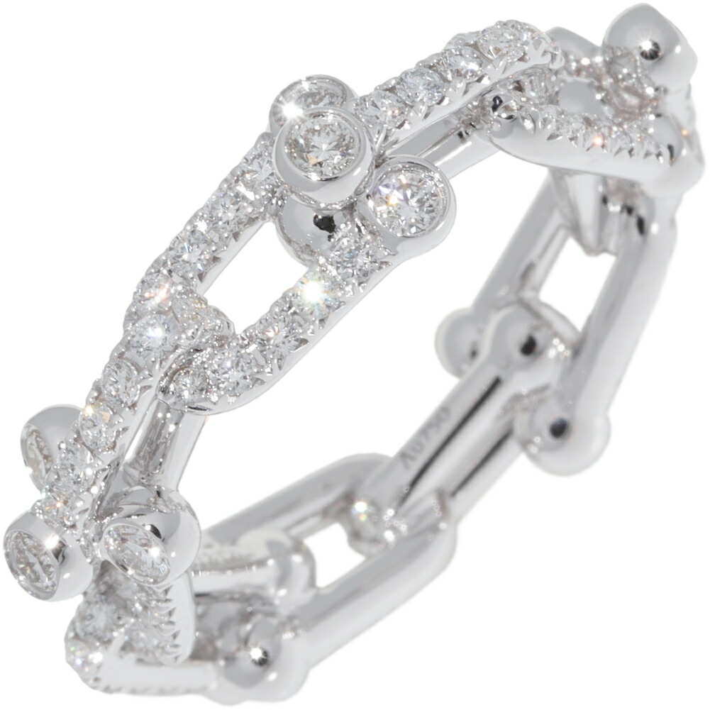 Tiffany кольцо K18WG diamond 1.32ct аппаратное обеспечение маленький ссылка кольцо полный diamond   Tiffany кольцо K18WG diamond 1.32ct аппаратное обеспечение маленький ссылка кольцо полный diamond