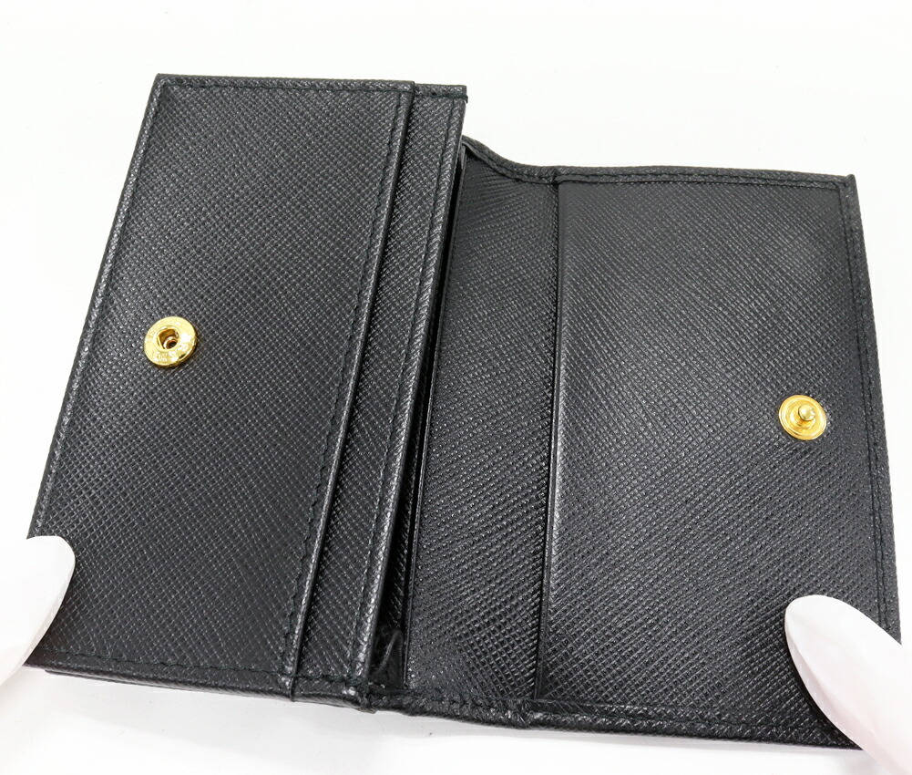  Prada футляр для карточек safia-no metal машина f Nero ( чёрный ) Gold металлические принадлежности 1MC122