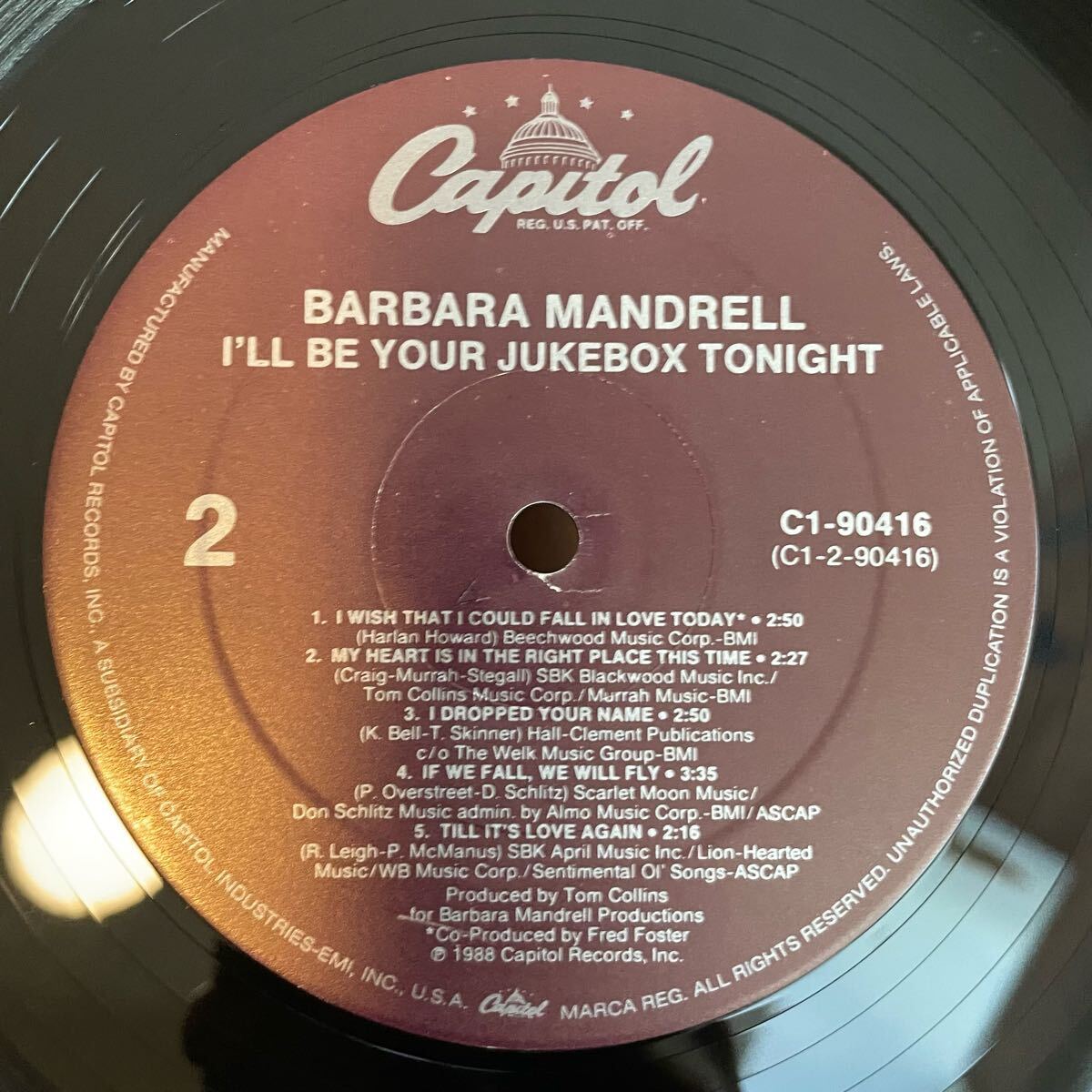 【US盤Org.】Barbara Mandrell I'll Be Your Jukebox Tonight (1988) Capitol C1-90416_画像4