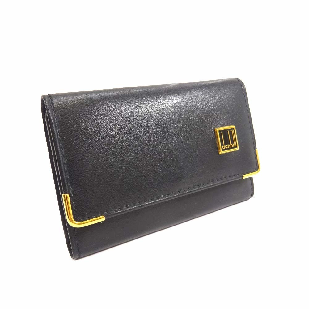 ダンヒル ロゴプレート 6連 キーケース メンズ レザー ブラック