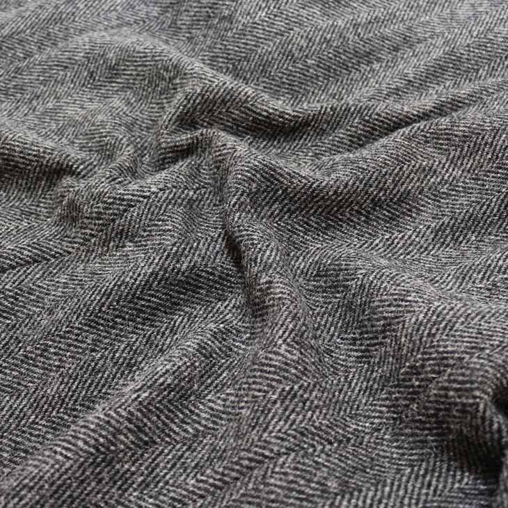 SALE 新品 秋冬 英国 ハリスツイード Harris Tweed 灰グレー杢 ヘリンボーン 杉綾織 ステンカラーコート (LL)_画像10