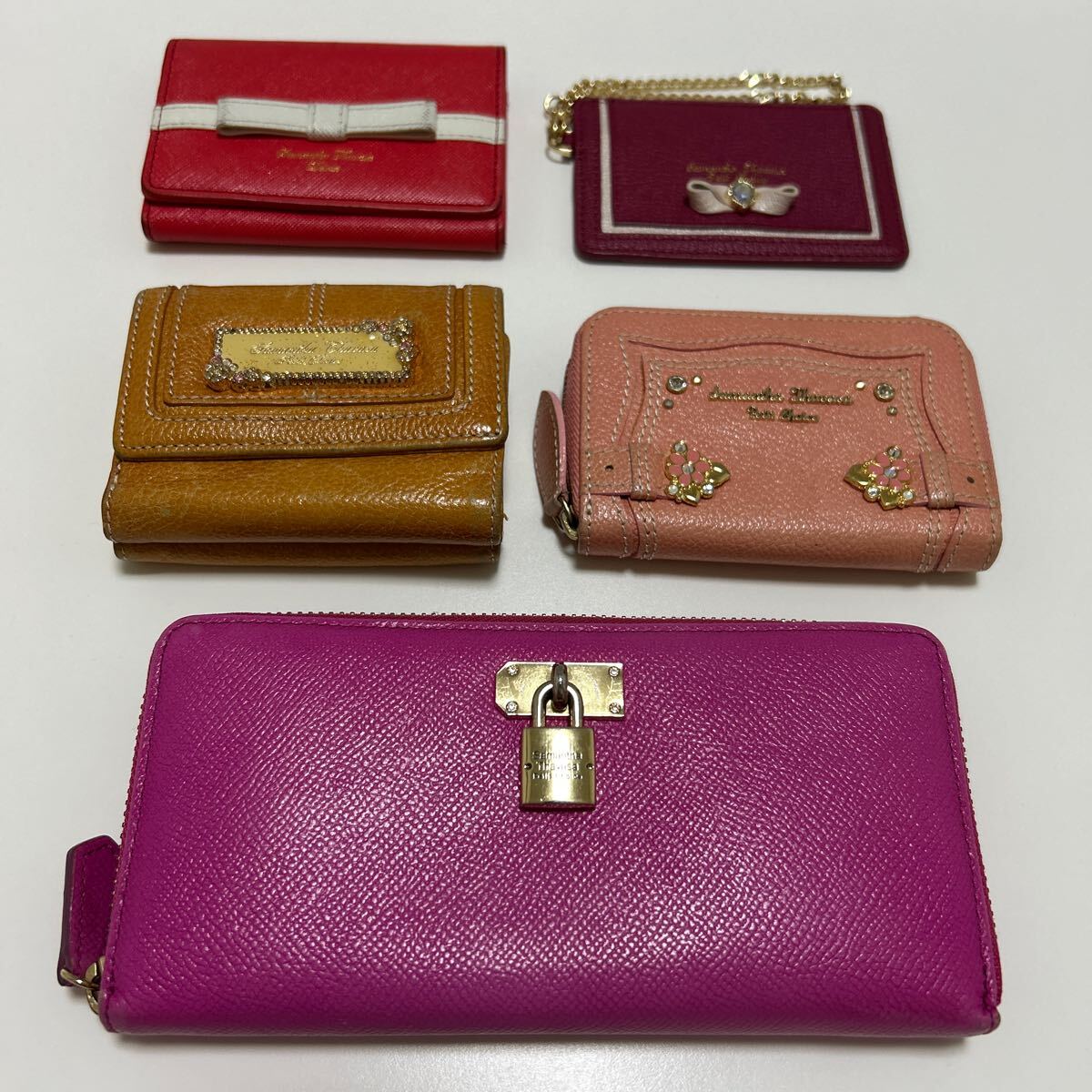 ☆良品☆ ★サマンサタバサ アイテム 5点SET★ ジップ 長財布 がま口 ミニ財布 コインケース 名刺入れ パスケース【送料無料】0722_画像1