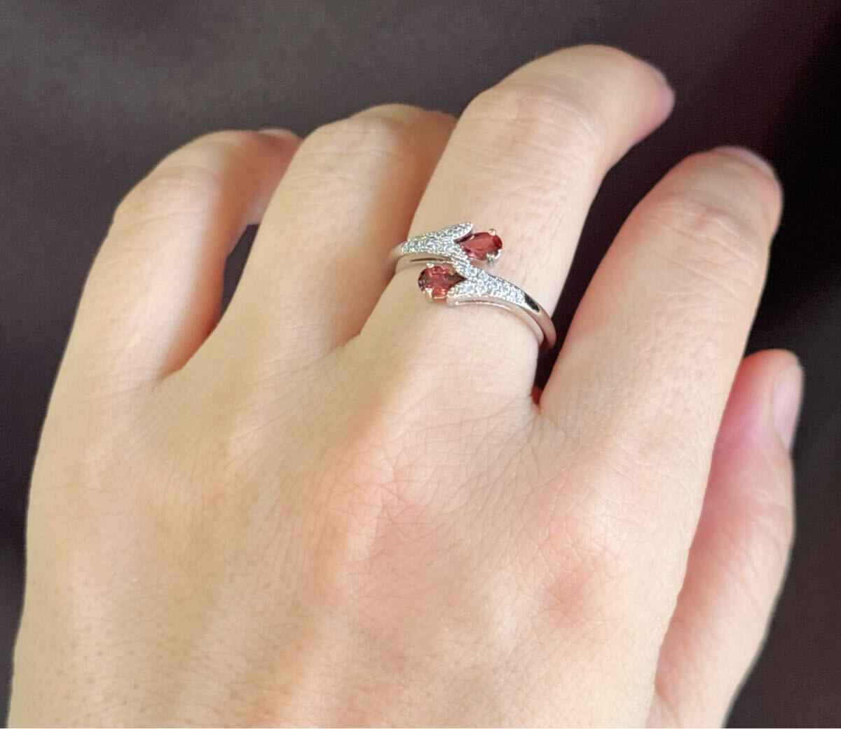 天然石 ワインレッドガーネットのリング指輪（番号A4733）_画像5