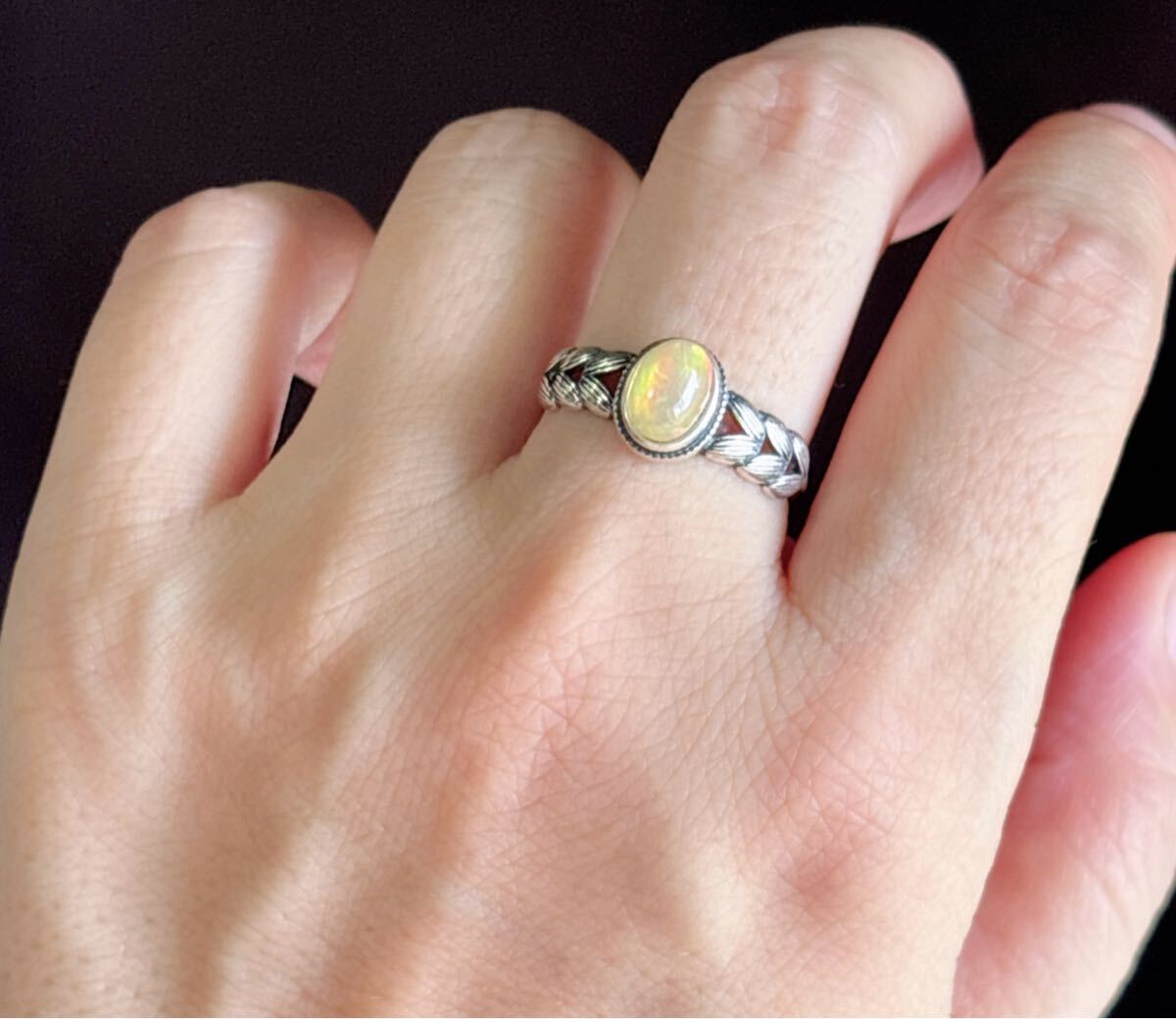 天然石 逸品シルバーオパール s925銀のリング指輪(番号A4756)_画像5