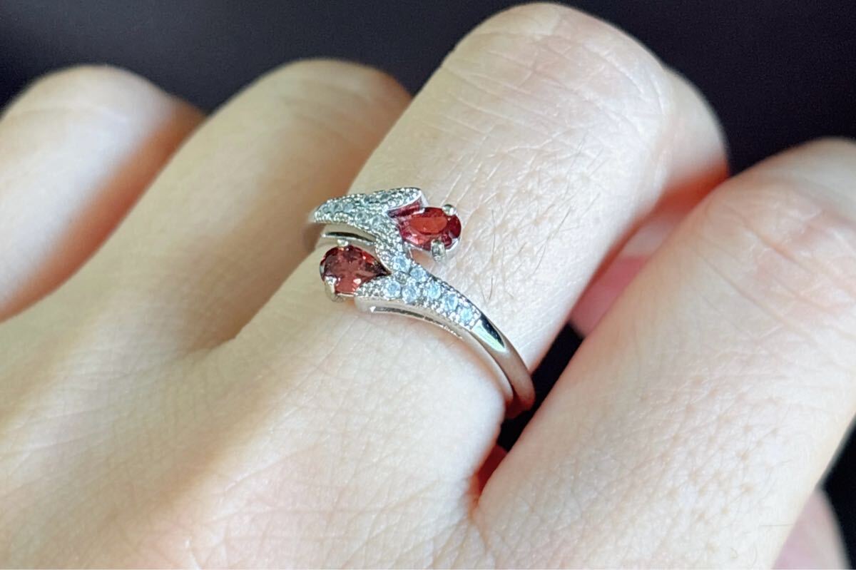 天然石 ワインレッドガーネットのリング指輪（番号A4733）_画像1