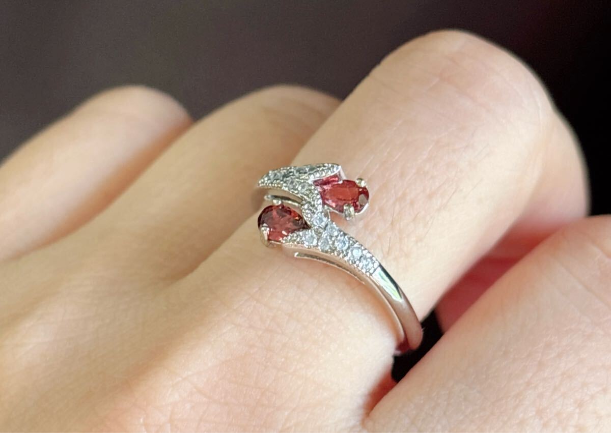 天然石 ワインレッドガーネットのリング指輪（番号A4733）_画像3